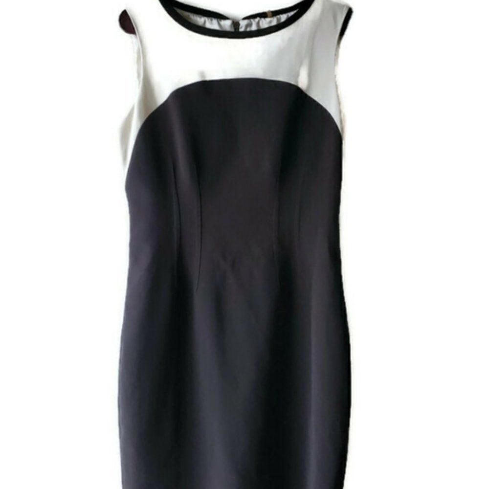 Elie Tahari Black/White Contrast Sleeveless Sheath Dress size 0